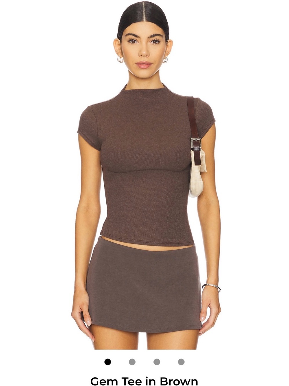 Gem Short Sleeve Tee - Brown Women’s Fitted Top
